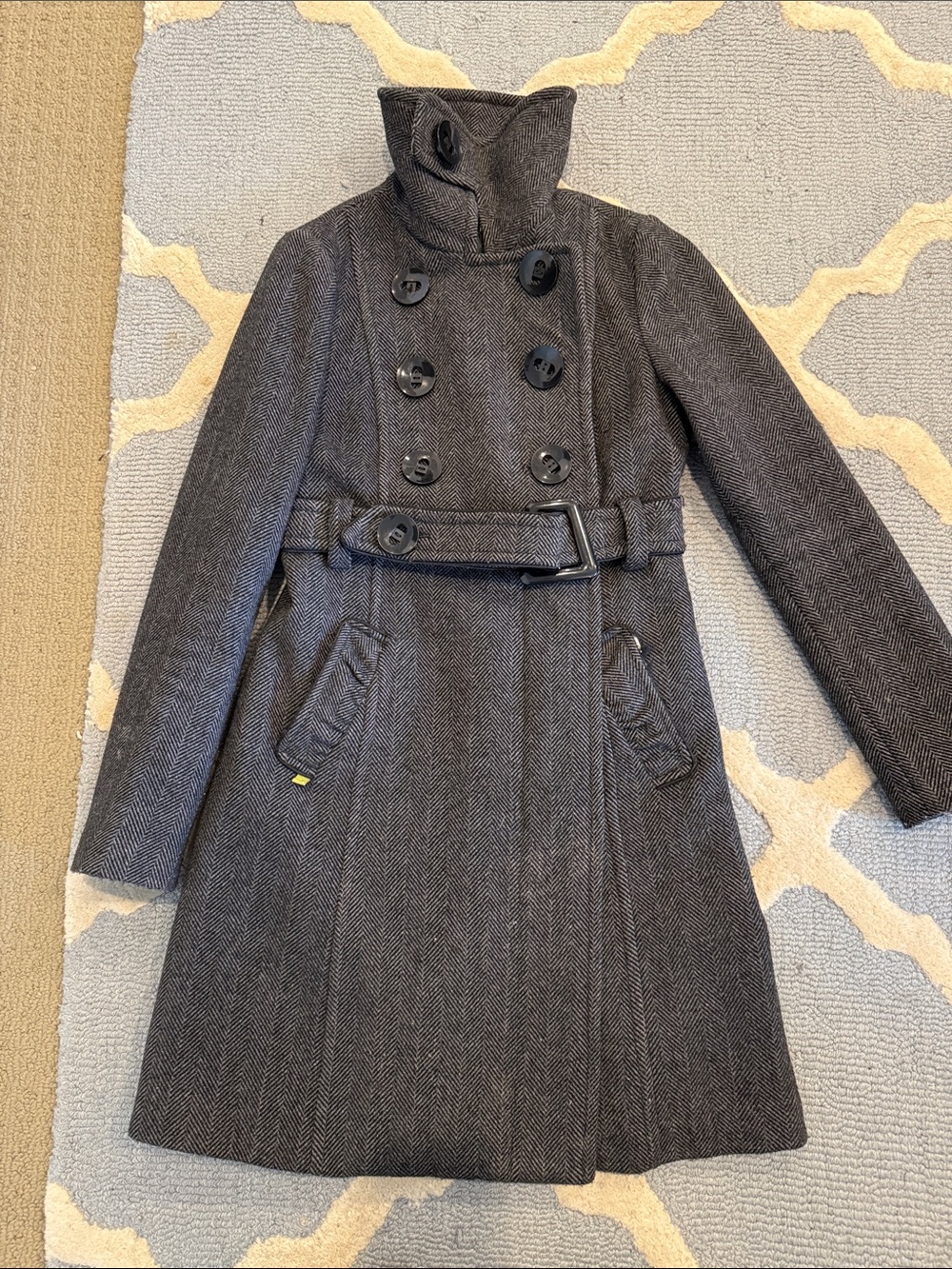 Soia & Kyo Gray Herringbone Trench Coat